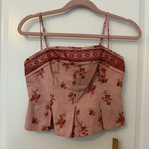 Reformation Meryl Linen Top in tea time print